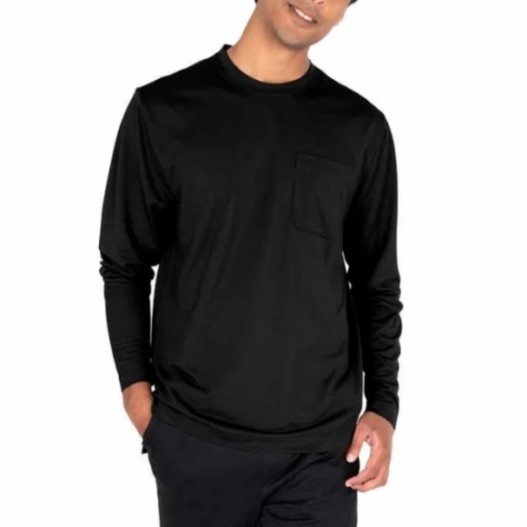 NEW Wrangler 2 Pack Long Sleeve solid layering tees Front chest pocket Shirt Top - Picture 3 of 5